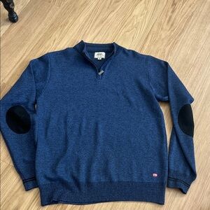 Ecko Unlimited Navy Zip-Up Sweater with Black Elbow Patches Size XL